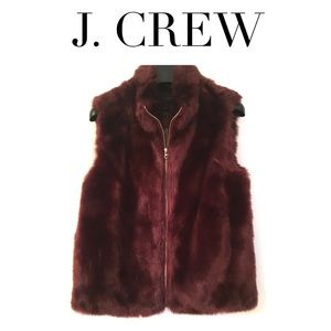 J CREW Faux Fur Vest Burgundy MEDIUM Petite PM NEW *RARE*